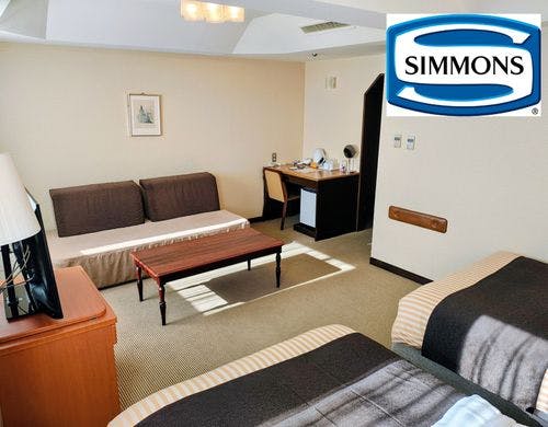 全室にシモンズベッドを設置