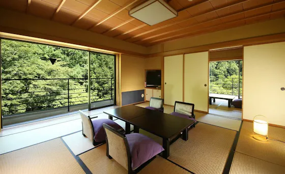 Corner Room with two connected rooms and a sauna.