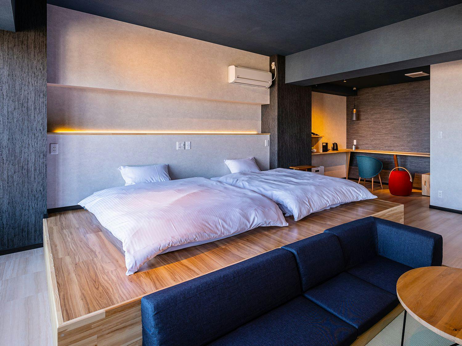 술통을 이용한 노천탕이 있는 객실