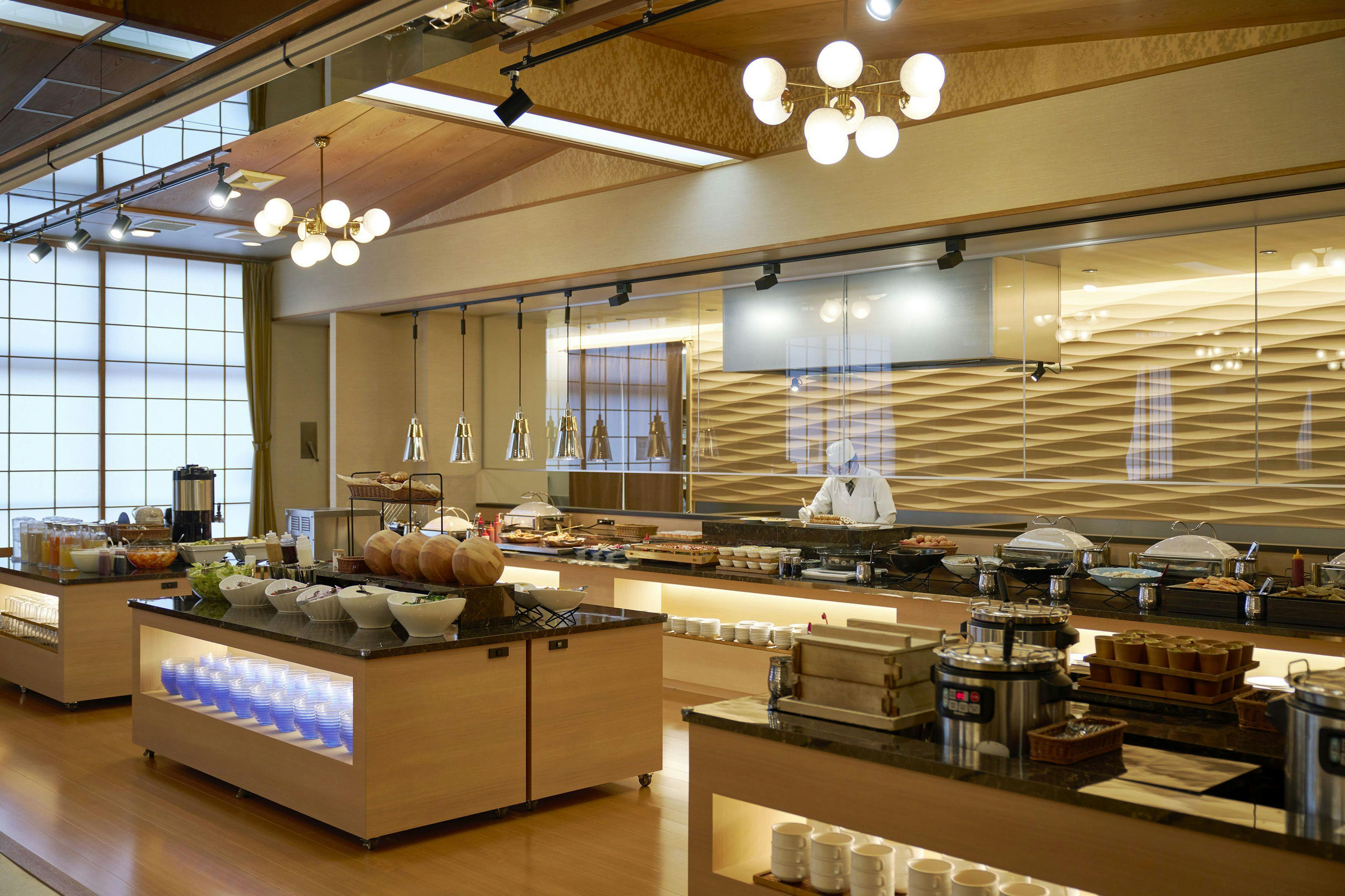 ห้องอาหารบุฟเฟต์อาหารเช้า