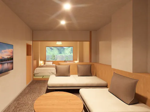 ห้องสไตล์ญี่ปุ่น-ตะวันตก (1–4 ท่าน) / 34 ตร.ม. ※ปลอดบุหรี่