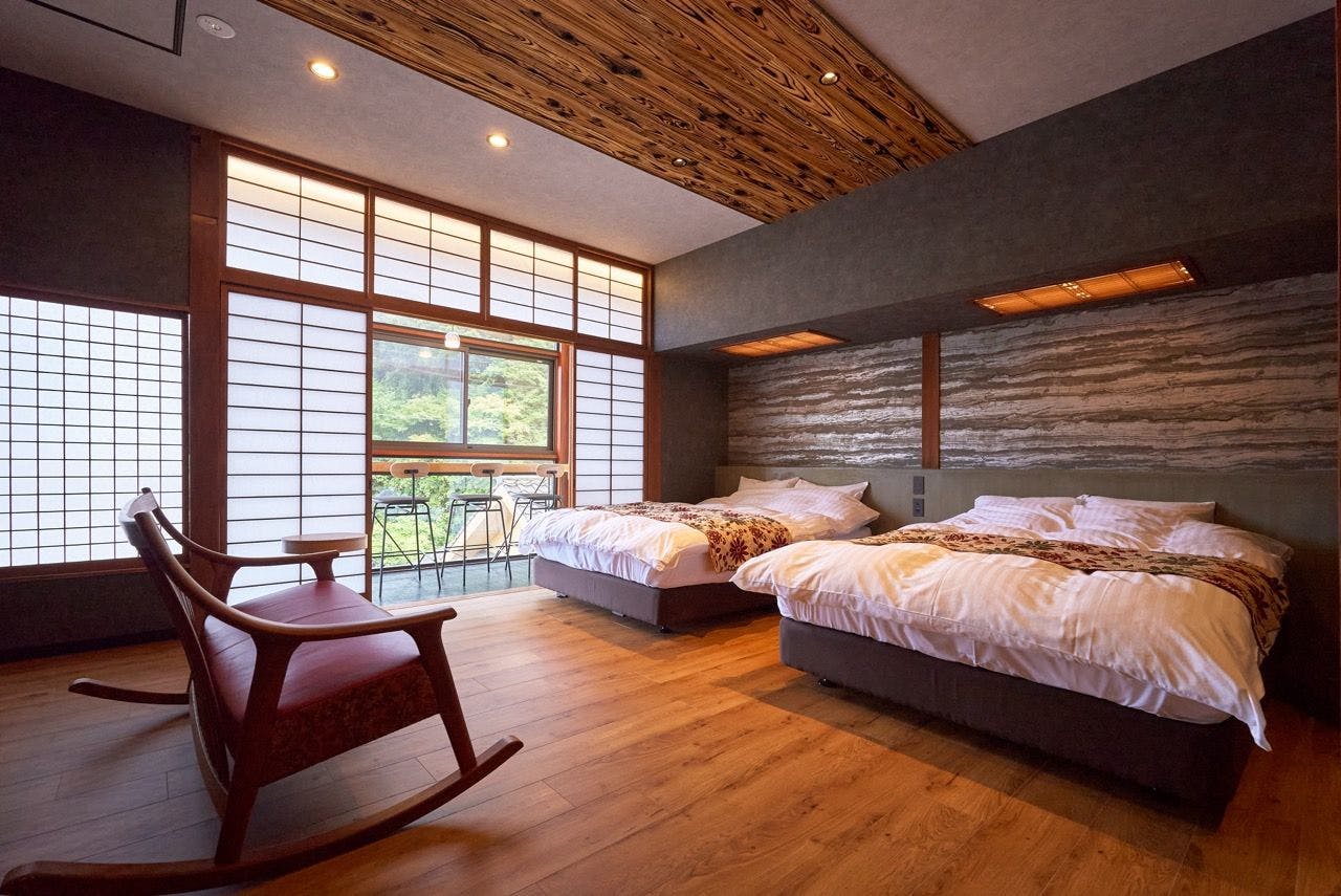 【ฟุคุจู】ห้องนอนที่มีเตียงคู่ 2 เตียง