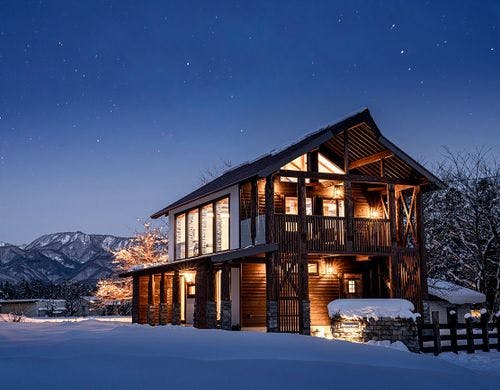 北アルプスを一望できるコテージです