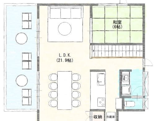 2階、テラスの図面