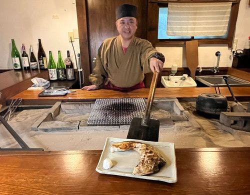 熱々のブリカマの塩焼き