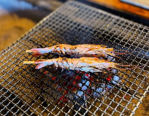 有頭赤海老の塩焼き