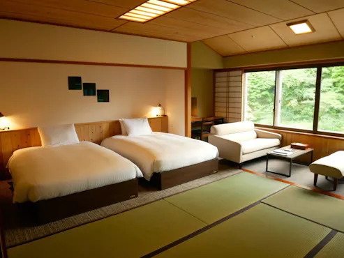 【溪流正面和床】別館◆2床