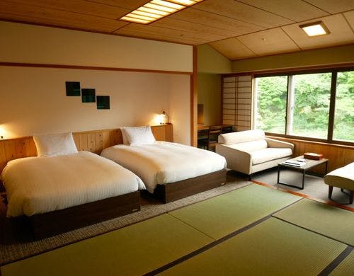 【渓流正面和ベッド】別館◆２ベッド