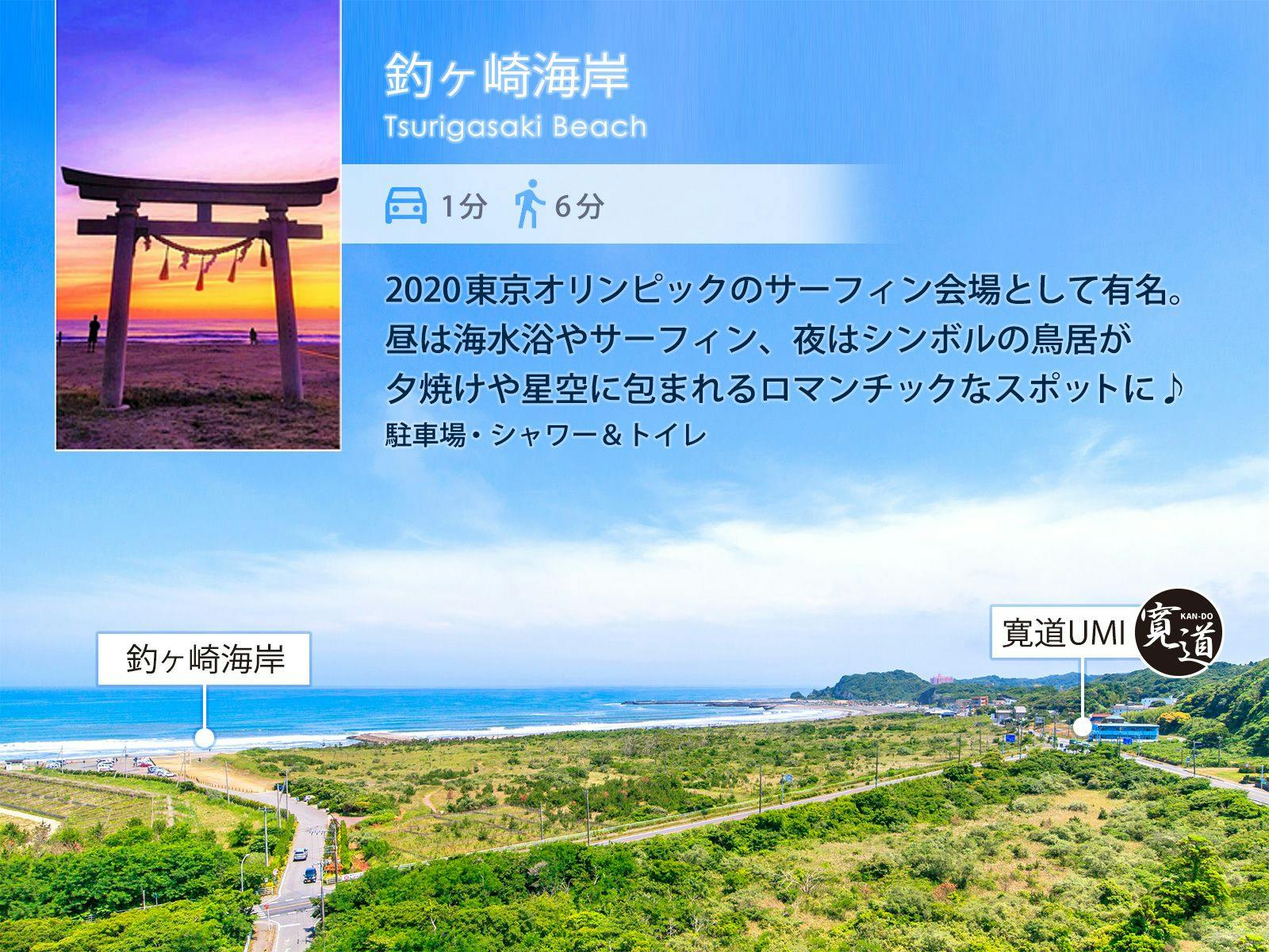 หาดสึริกาซากิ (1 นาทีโดยรถยนต์, 6 นาทีโดยการเดิน)