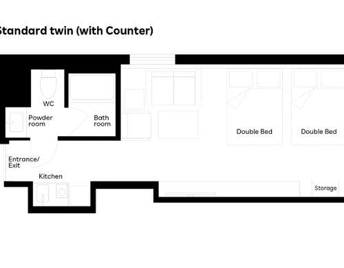 ツインルーム（カウンター付き）間取り図
