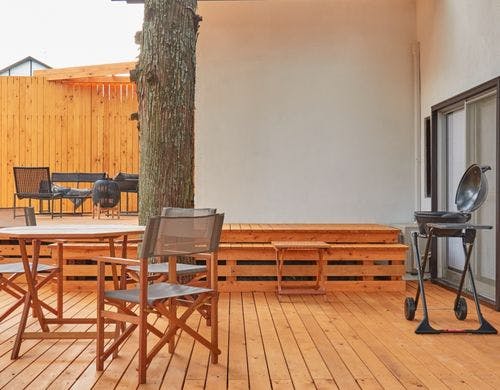 ウッドデッキ　BBQコンロ