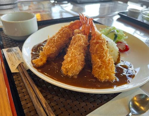 #ランチ　エビフライカレー
