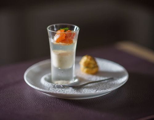 焼きトウモロコシのグジェール カリフラワーのブランマンジェ