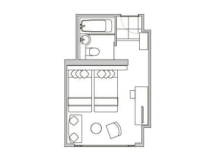 【平面図】ツインルーム 22.6～24.2平米