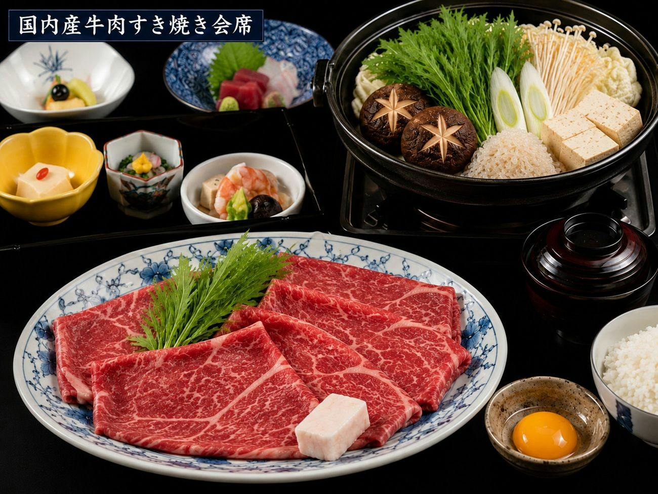【朝・夕食付】厳選した 「国産牛」 を味わうすき焼き会席プラン・京都温泉＜天然自家源泉＞
