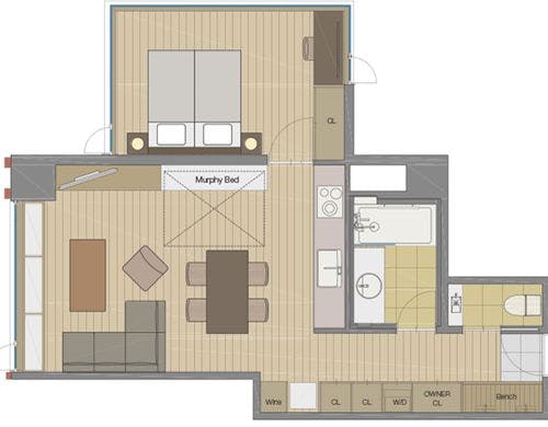 1ベッドルームDX　間取り図