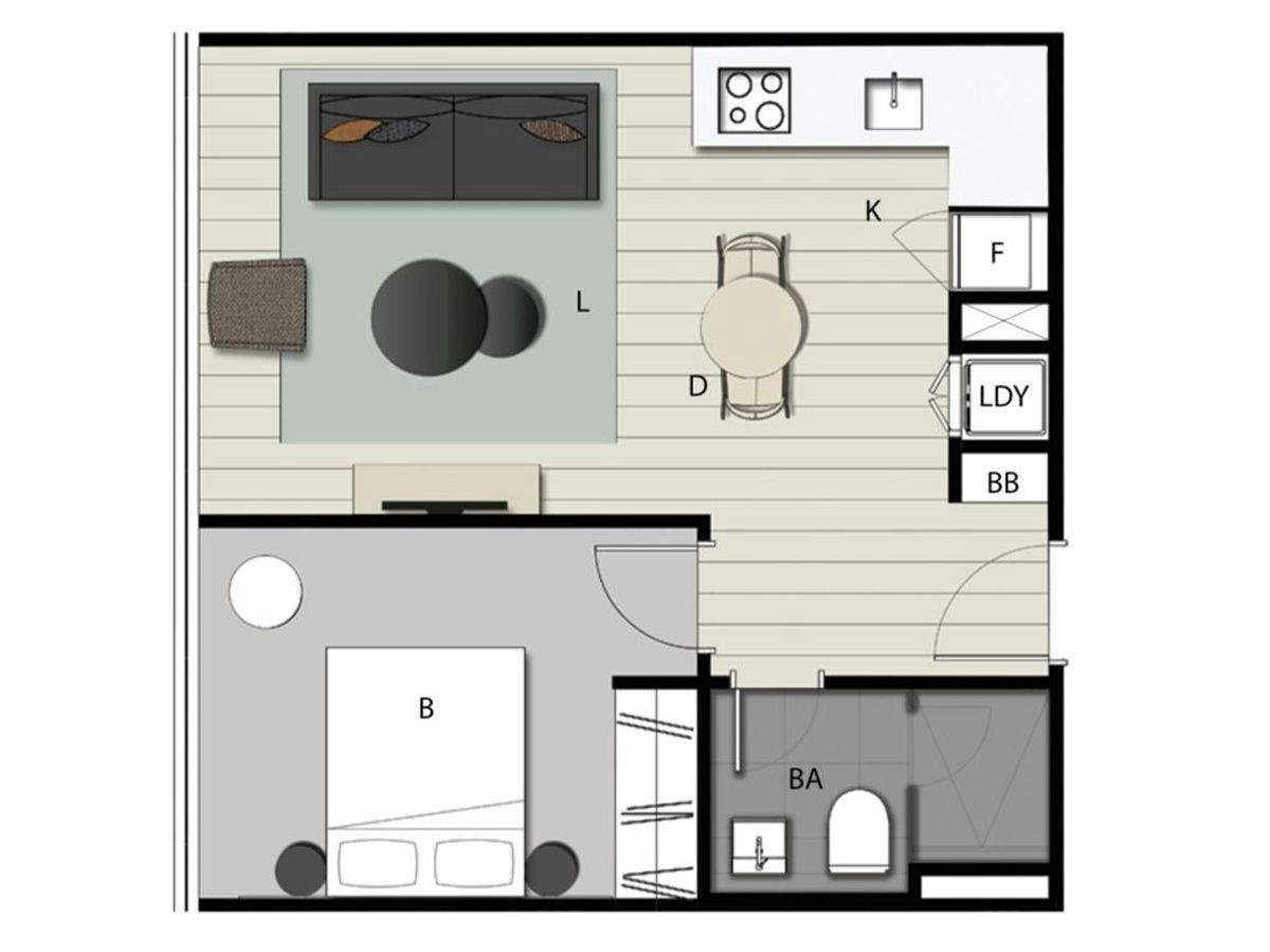 1ベッドルーム／お部屋の間取り図（一例）
