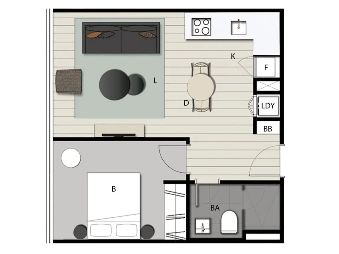 1ベッドルーム/お部屋の間取り図(一例)