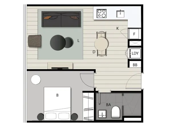 1ベッドルーム/お部屋の間取り図(一例)