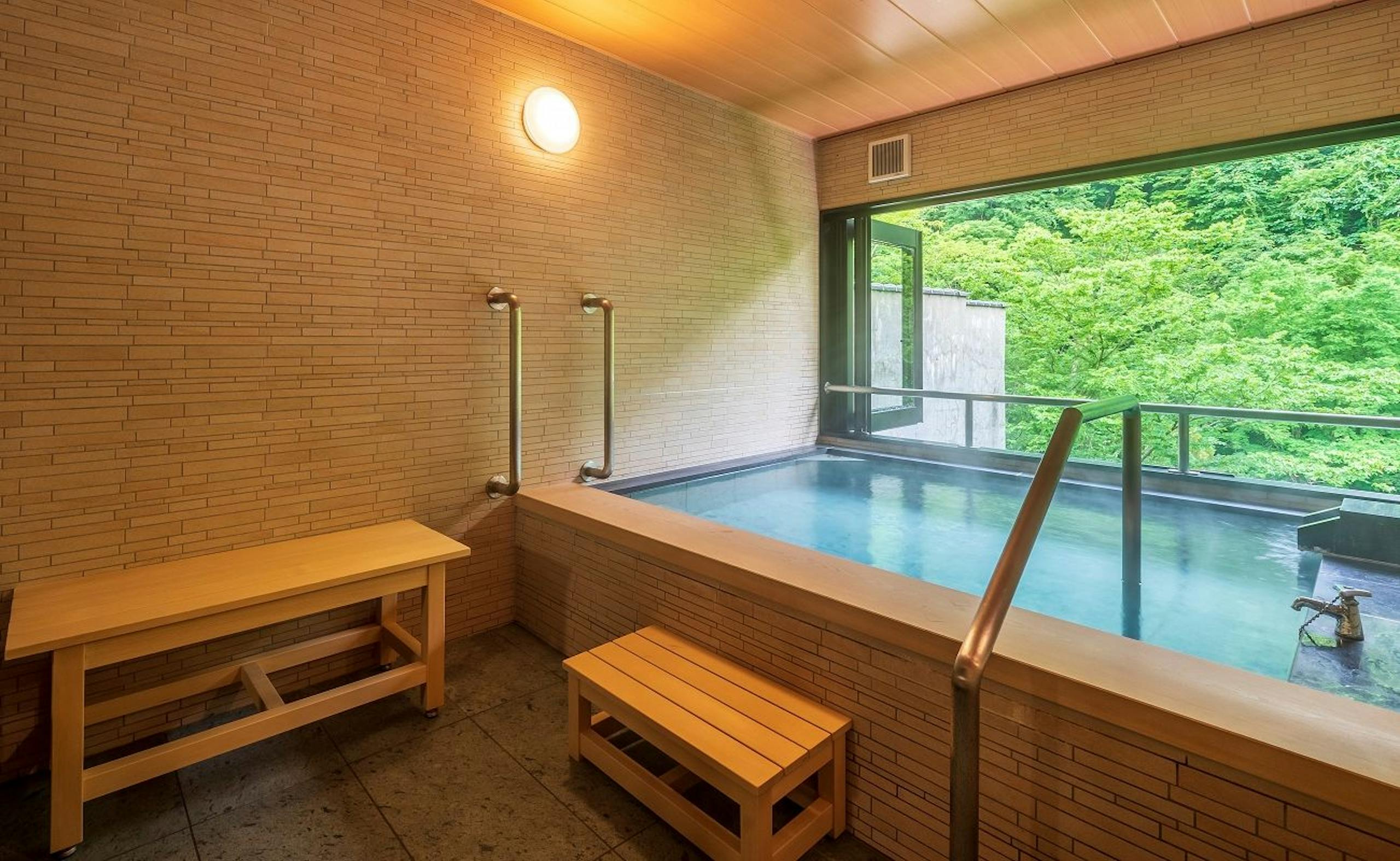 【松川渓谷に佇む宿 信州山田温泉 山田館】【なでしこ】バリアフリー和洋室　源泉かけ流し半露天風呂付（最大６名・和室12畳+洋室）客室半露天風呂