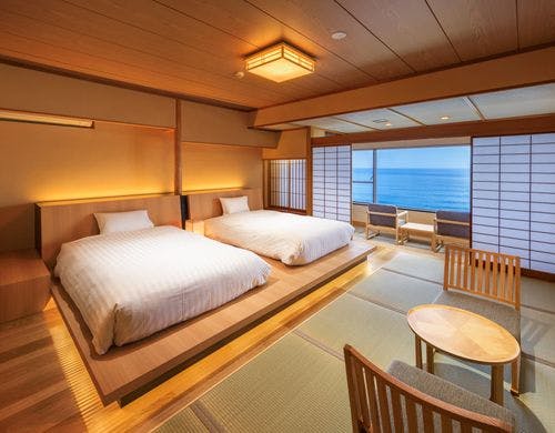 モダンなスタイルで主室にゆとりあるベッド