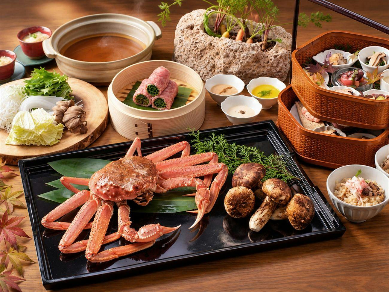 【部屋食｜プレミアム】＜季節限定＞ずわい蟹と松茸の特選鍋－お好みに合わせたオーダーメイドも可能－