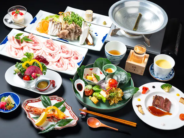 【上州麦豚のしゃぶしゃぶプラン】名物上州麦豚のしゃぶしゃぶ|群馬が誇る最高のお肉をご堪能<1泊2食>