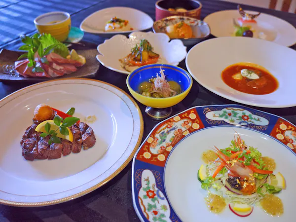 【美食会席】夕食グレードアップ!最高峰の A5豊後牛を 堪能「美味礼賛・凛」(1ドリンクサービス)