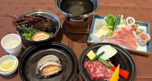 【磯会席人気NO1】メインを鮑・伊勢海老・金目鯛・牛の4種から選べるプラン