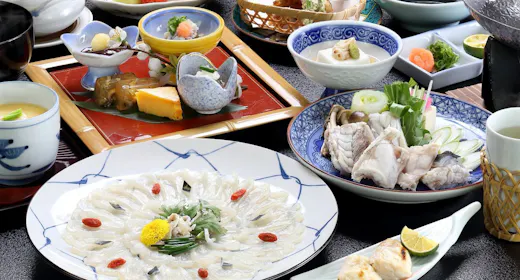 【ふぐ三昧】ふぐの旨みとコクを満喫!たっぷりコラーゲンで美容にもうれしい<フグ×河豚会席>
