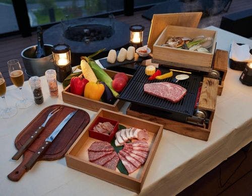 浅間山を眺めながらテラスバーベキュー