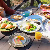 管理棟レストランの朝食例(要別途予約)