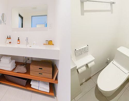 洗面化粧台もすべてのお部屋に備えて
