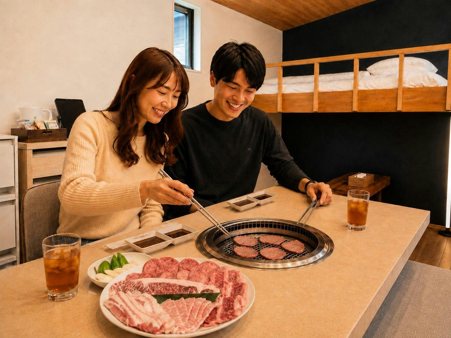【別館限定】～夕・朝食付き～オーナー厳選 焼肉コース付きプラン～国産ヒノキバレルサウナ付き～