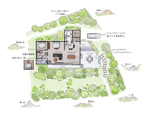 寝室1階×2、2階×1（5名以上）、P約4台可