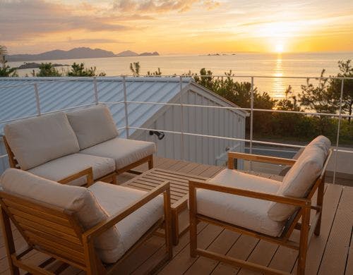 2階デッキからのサンセット