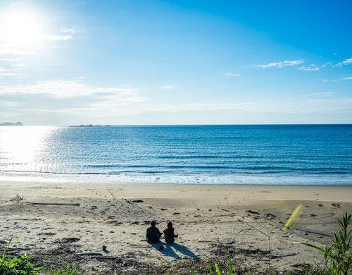 ヴィラ前に広がる海