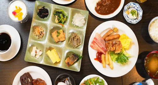 【朝食付き】60種類以上の種類豊富な和洋ビュッフェ!