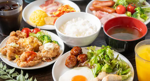 【朝食付き】朝7:00から営業!和洋食のビュッフェ 最上階大浴殿・露天風呂完備