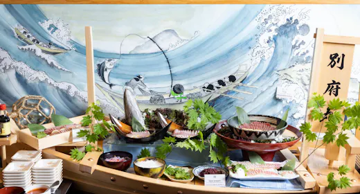 【夕食のみ付】かぼす湯けむり蒸し!を中心に海鮮盛り、天ぷらと鉄板料理が食べ放題!夕食バイキングプラン