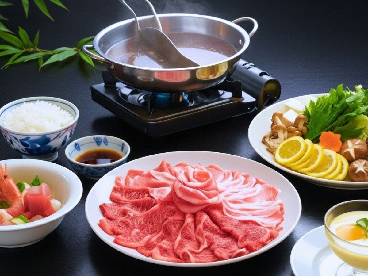 야마가타 소고기와 요네자와 돼지고기 샤부샤부(4인분)