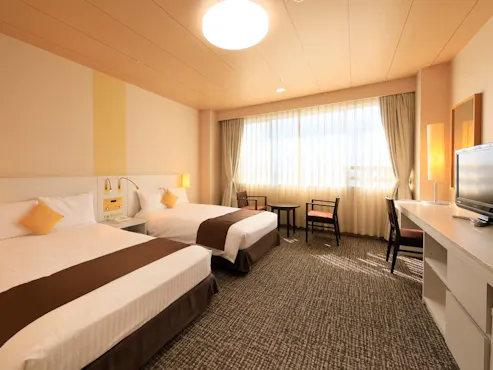 ห้องพักแบบเตียงคู่สไตล์ตะวันตก (ไม่มีอ่างอาบน้ำ)