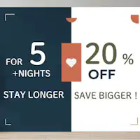 ยิ่งพักนานยิ่งคุ้ม! รับส่วนลด 20% เมื่อเข้าพักตั้งแต่ 3 คืนติดต่อกัน