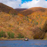 แม่น้ำโมกามิในช่วงฤดูใบไม้เปลี่ยนสี