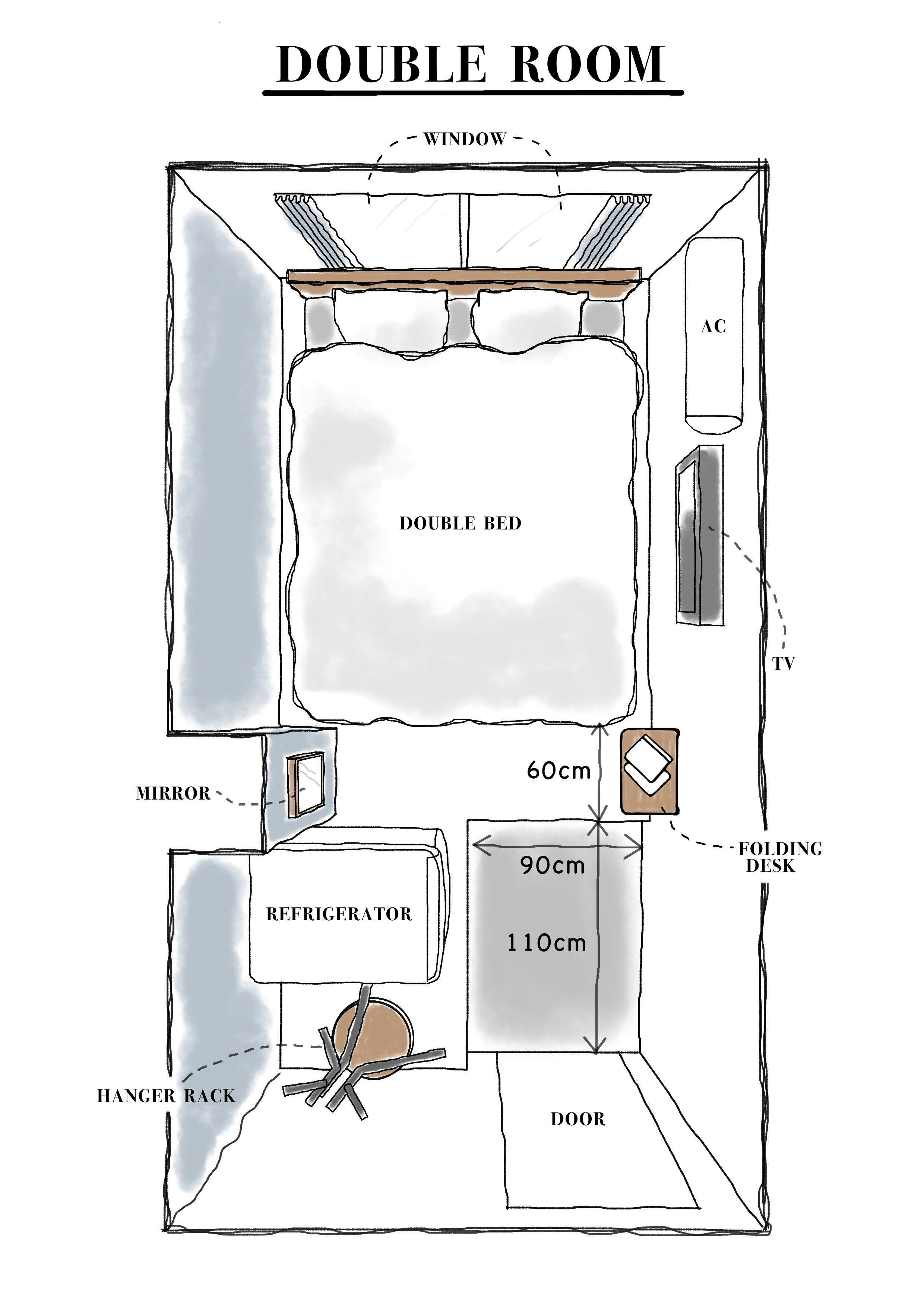 แผนผังห้องพักแบบเตียงคู่