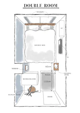 แผนผังห้องพักแบบเตียงคู่