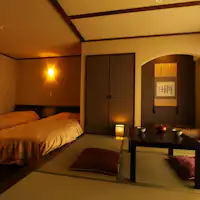 ห้องพักเป็นแบบญี่ปุ่น-ตะวันตกที่มีบรรยากาศเงียบสงบ