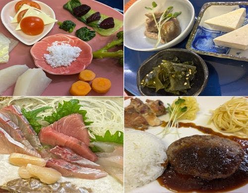 壱岐の新鮮な食材を使った夕食