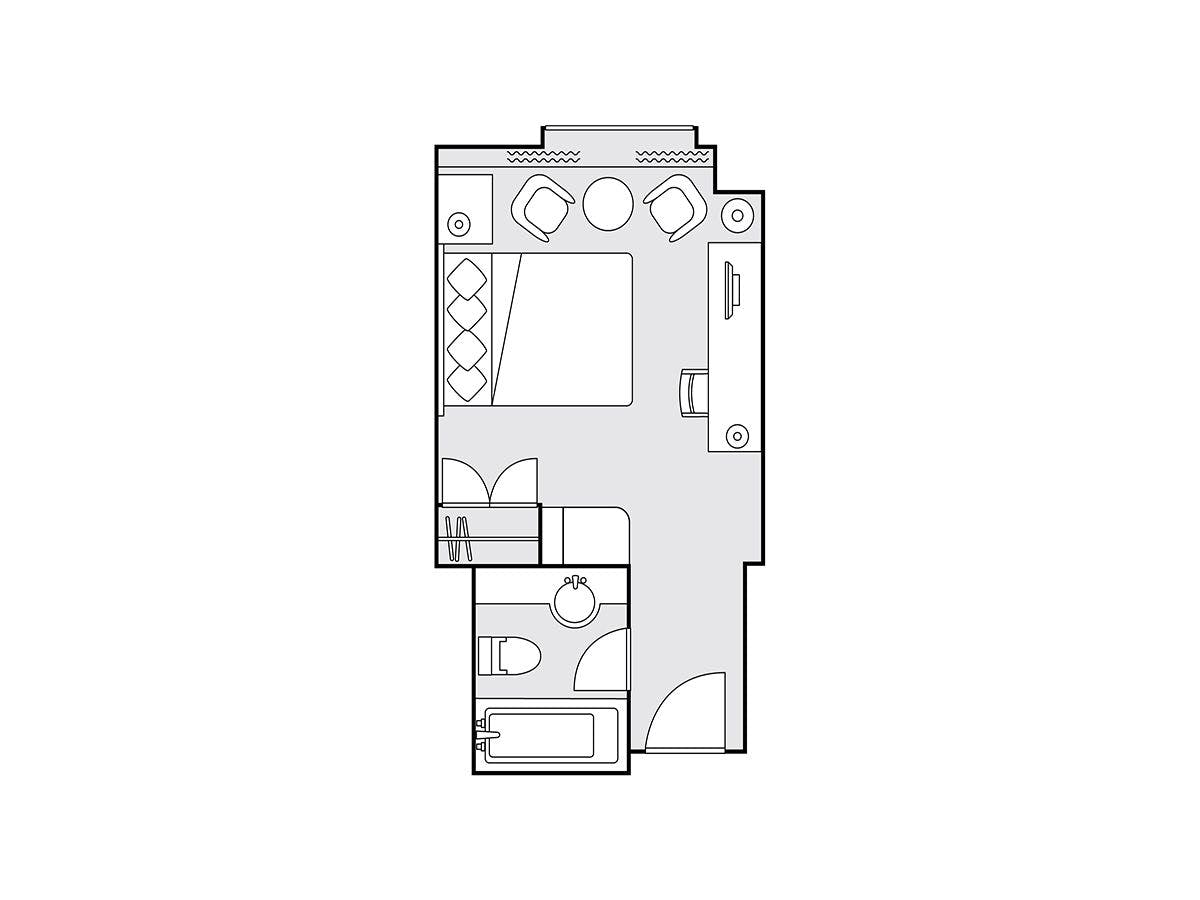 デラックスダブル24平米 間取り図