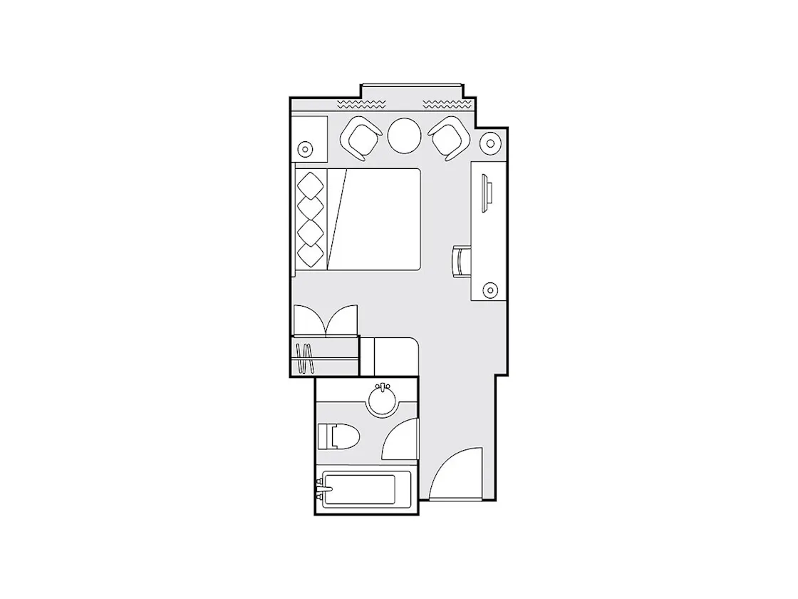 デラックスダブル24平米 間取り図